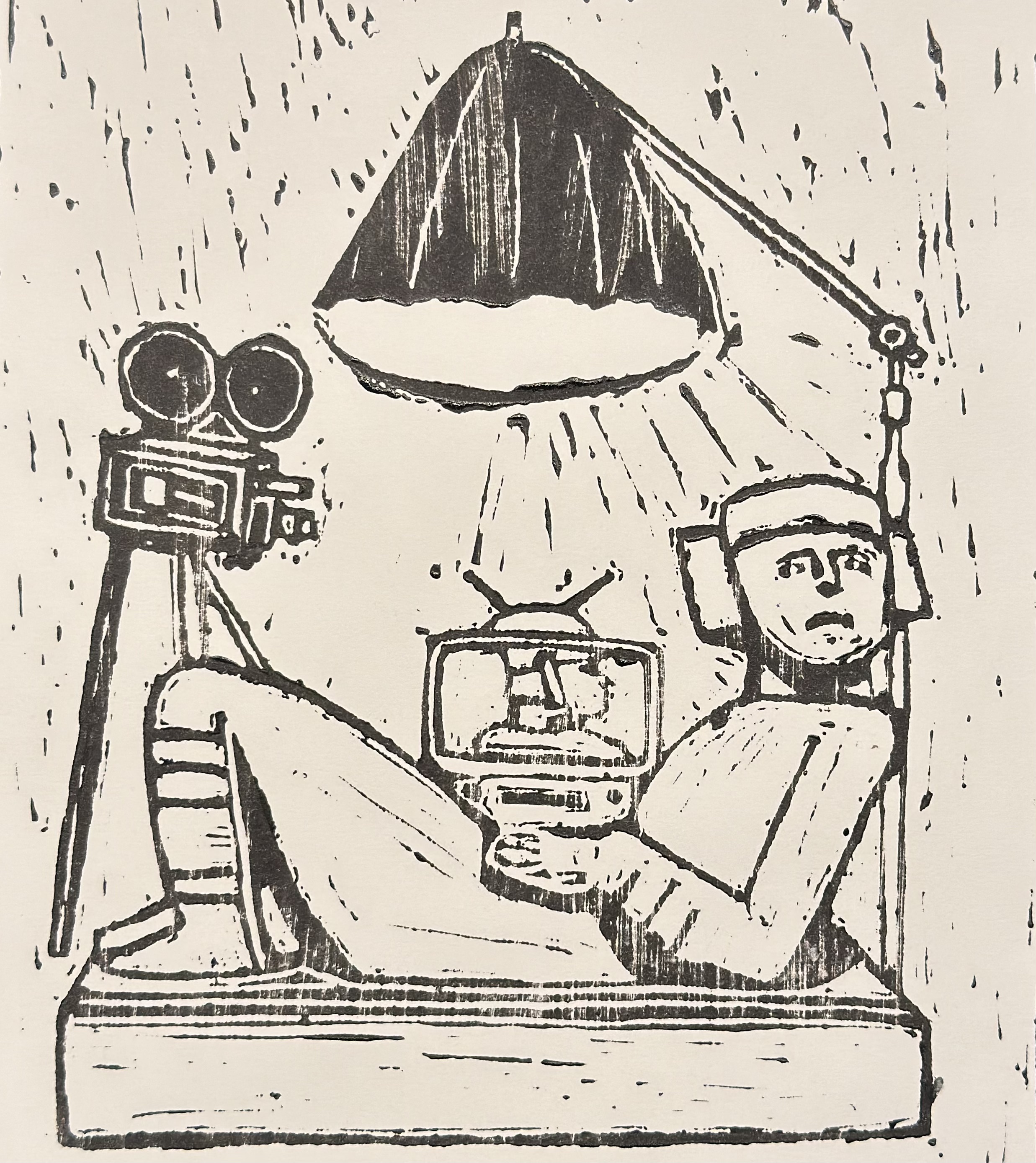 Linocut self-portrait — Jonathan Ventura
